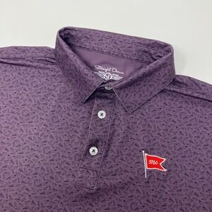 Straight Down Mens M Performance Golf Polo Shirt Purple All Over Print SFCC Logo